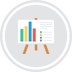 Icon of a isle with website marketing graphs.